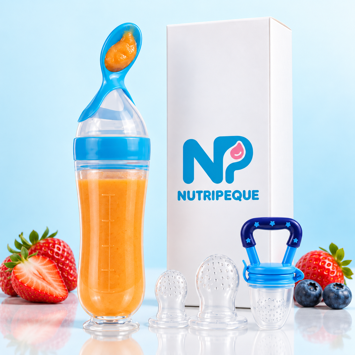 Kit Cuchara Dosificadora 4 en 1 para Papillas y Fruta