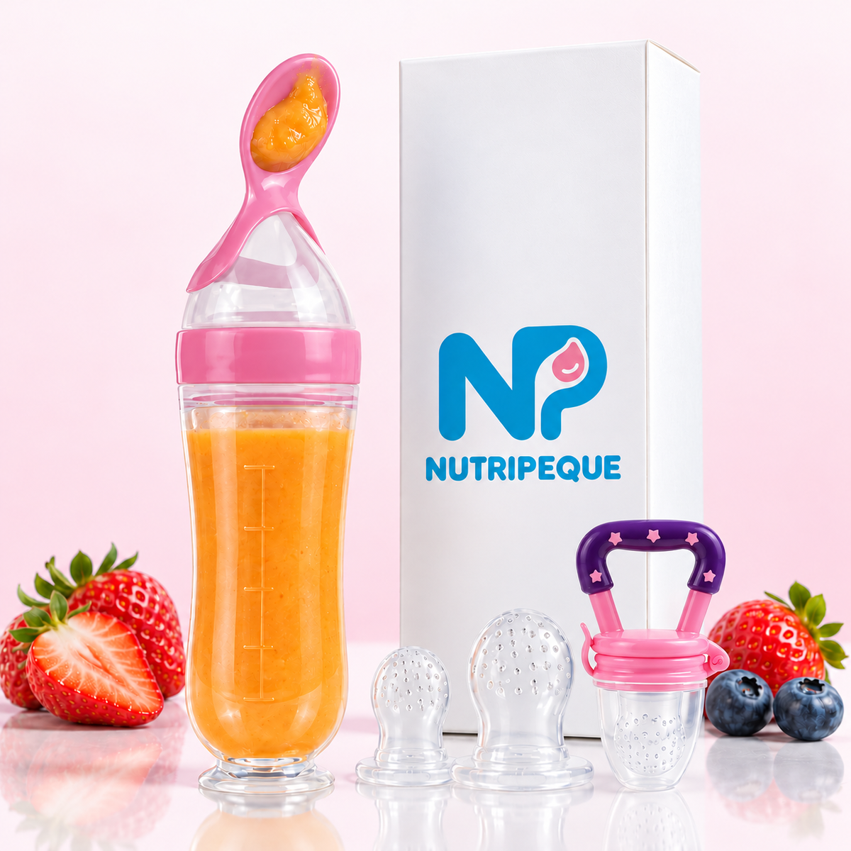Kit Cuchara Dosificadora 4 en 1 para Papillas y Fruta