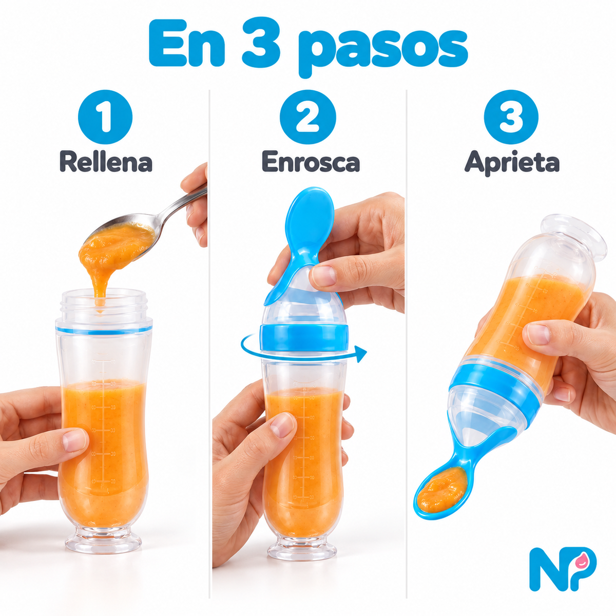 Kit Cuchara Dosificadora 4 en 1 para Papillas y Fruta
