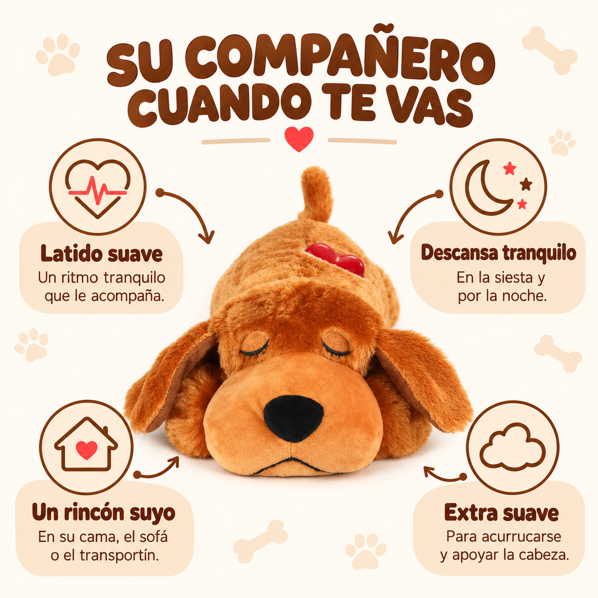Peluche con latido Bien Perrito, su compañero cuando te vas de casa