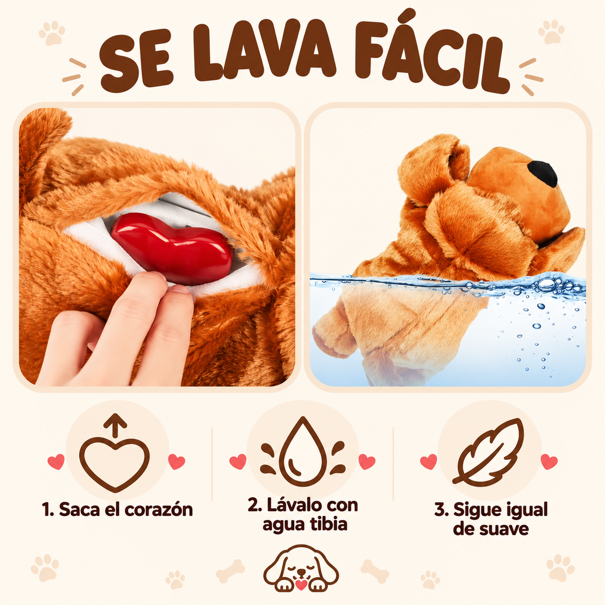Funda lavable del peluche con latido Bien Perrito